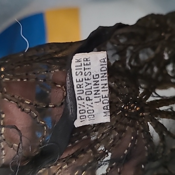 Vintage Beaded Silk Cardigan Black & Gold Size Medium - Picture 8 of 9